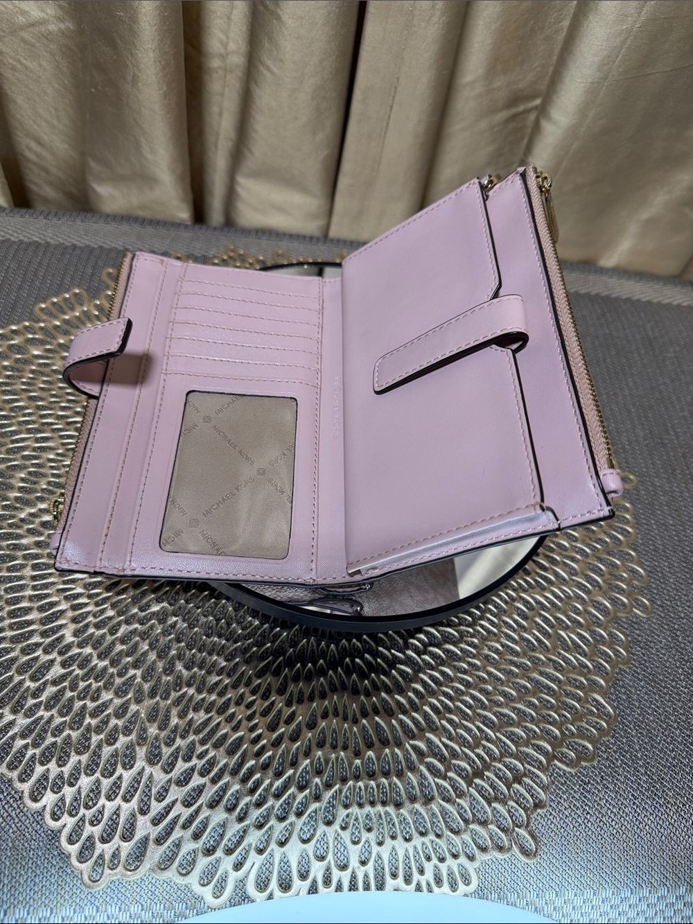 Michael Kors Blush Pink Signature Double Zip Wallet - Picture 6 of 11